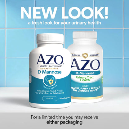 AZO D Mannose Urinary Tract Health, Cleanse, Flush & Protect The Urinary Tract, No.1 Pharmacist Recommended Brand, Clinical Strength, Non-GMO, 120 Count